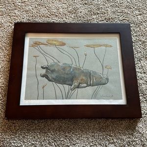 🎨 Original Juan Bosco Watercolor – Hippo Swimming (11x8”)